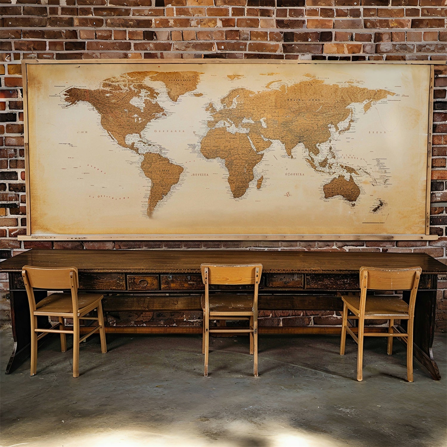 Toile de Fond de Carte du Monde en Classe pour la Rentrée RR7-214