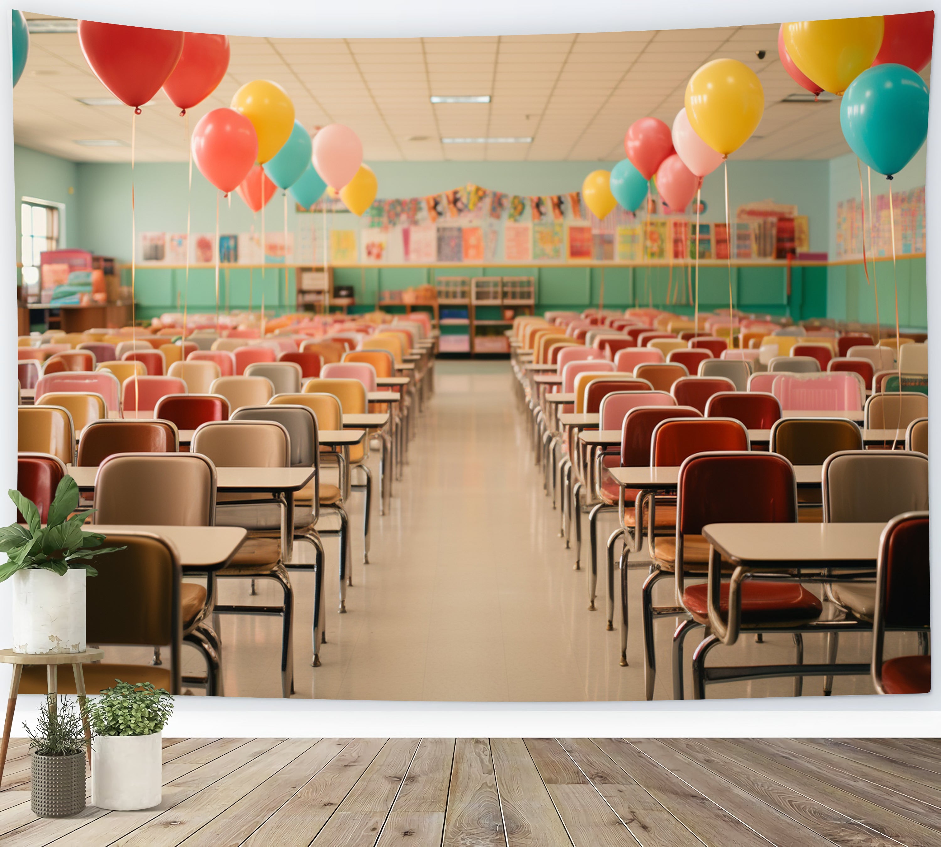 Toile de Fond de Bureaux et Chaises de Classe pour la Rentrée RR7-217