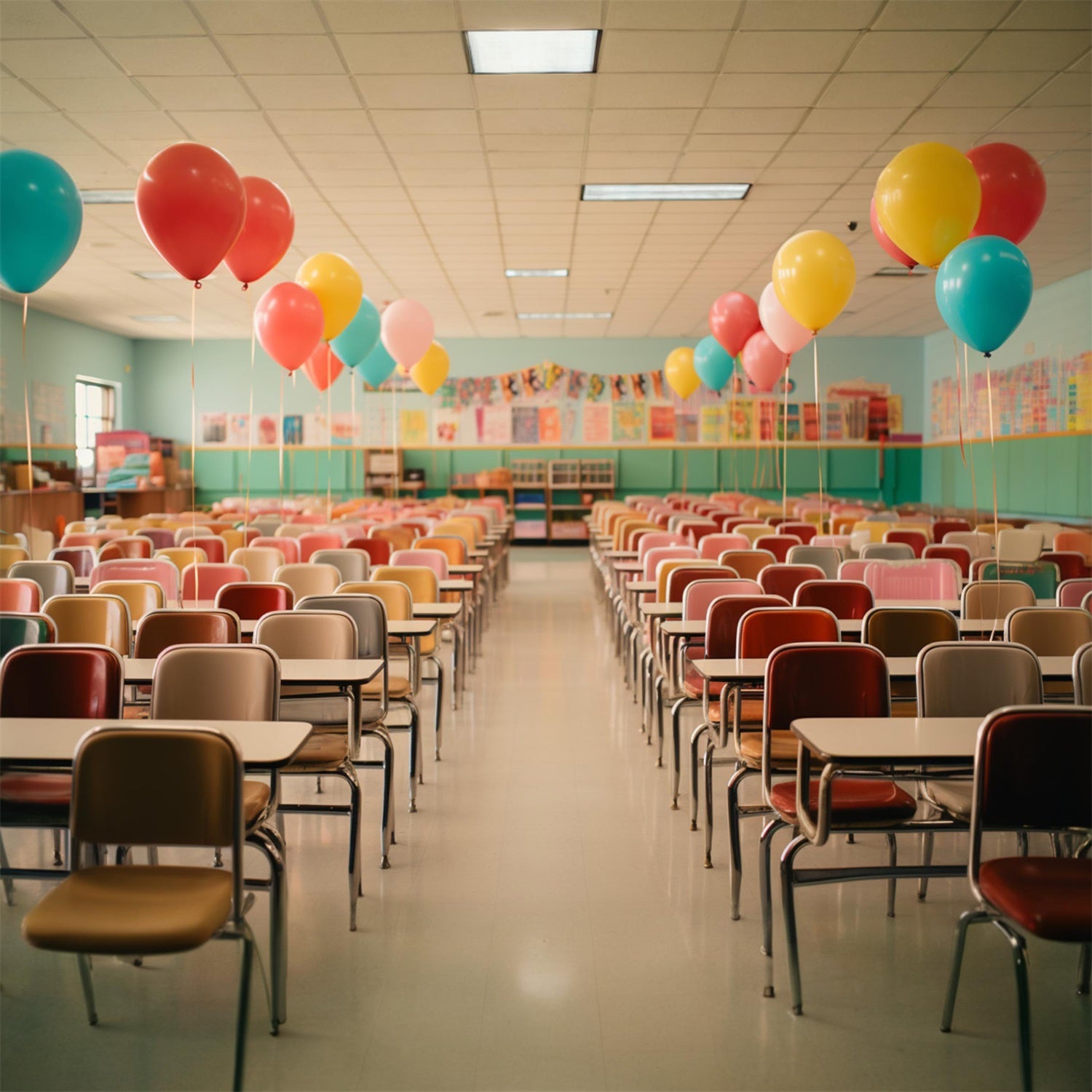 Toile de Fond de Bureaux et Chaises de Classe pour la Rentrée RR7-217