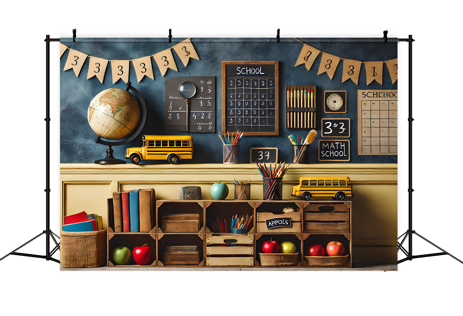 Toile de Fond de Pencils Globe Blackboard Backdrop RR7-236