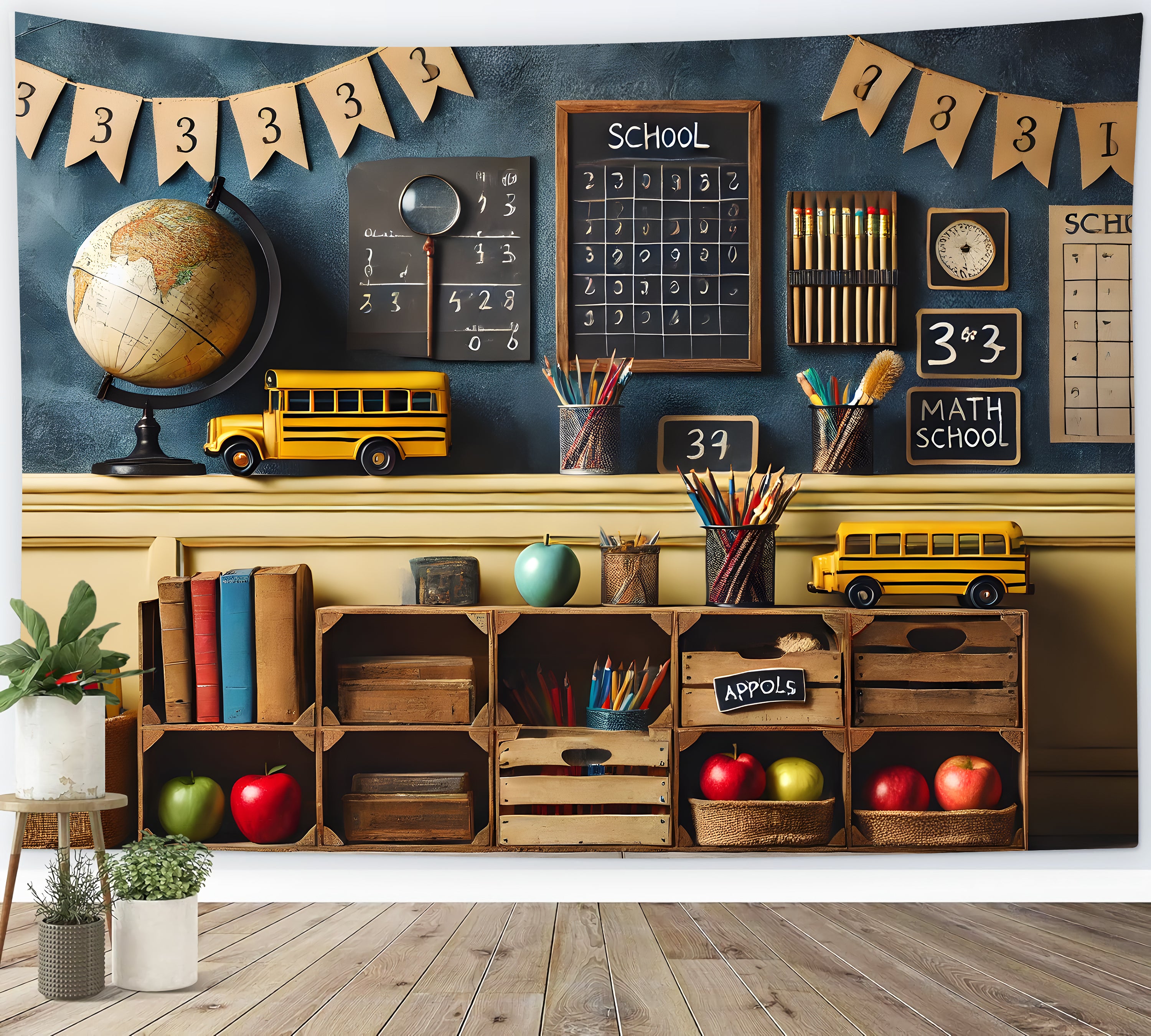 Toile de Fond de Pencils Globe Blackboard Backdrop RR7-236