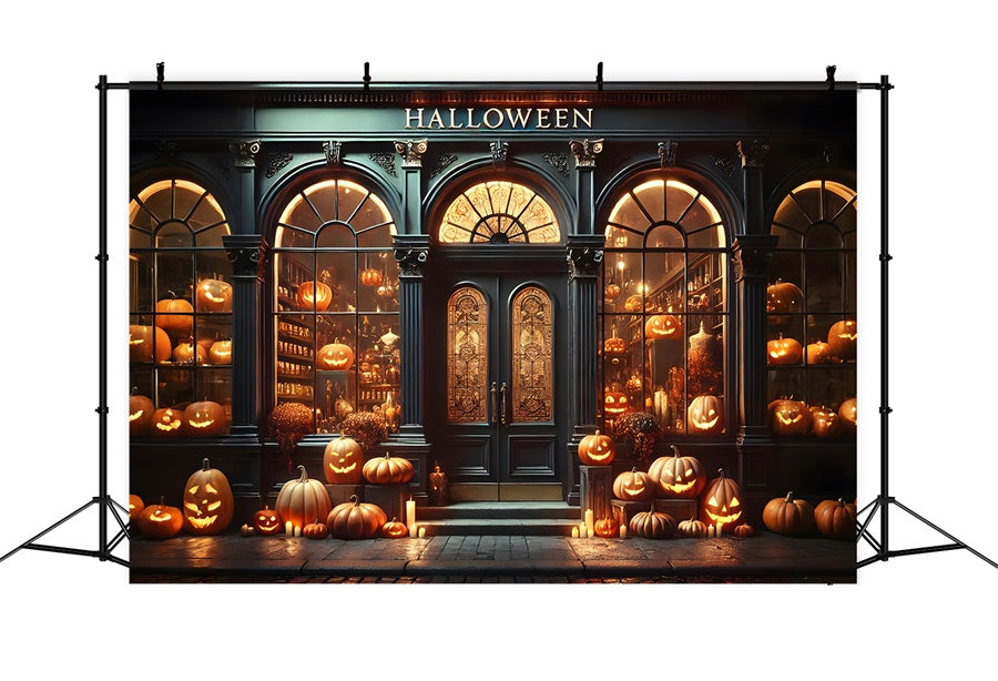 Toile de fond de magasin de lanternes de citrouille d'Halloween RR7-356