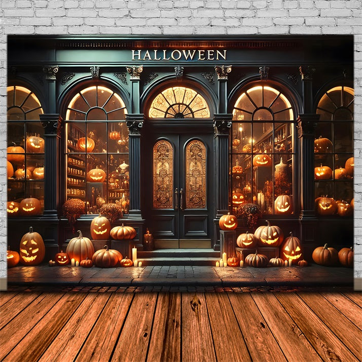 Toile de fond de magasin de lanternes de citrouille d'Halloween RR7-356