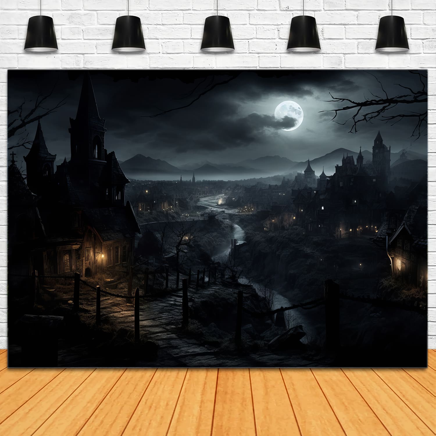 Toile de Fond de Photographie de Maisons Effrayantes de Nuit d'Halloween RR7-39