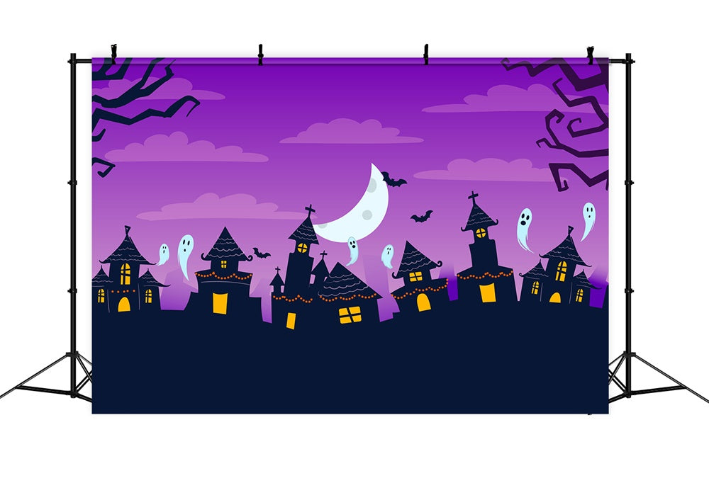 Toile de fond de maisons hantées dessinées à la main Halloween RR7-420