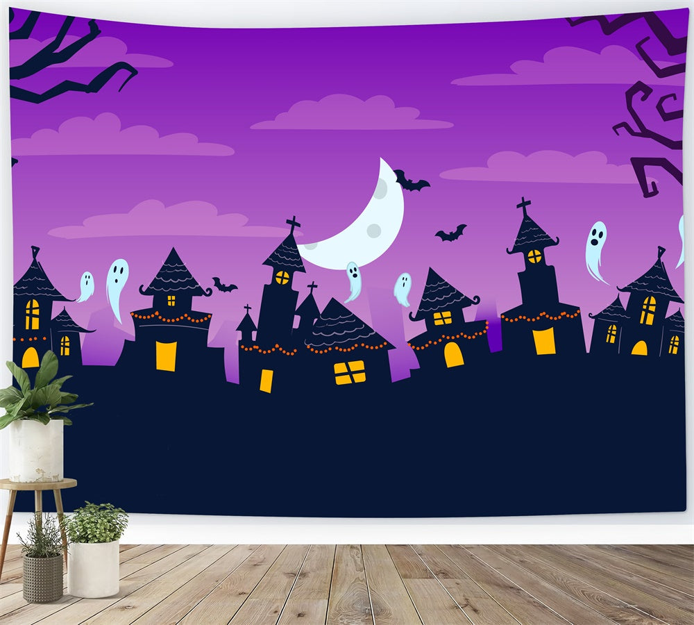 Toile de fond de maisons hantées dessinées à la main Halloween RR7-420