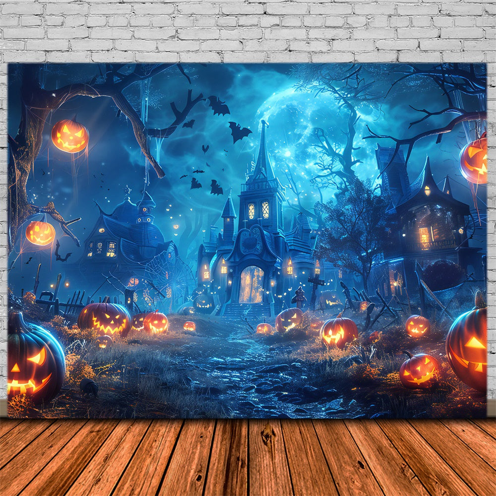 Toile de fond de forêt lumineuse avec citrouilles Halloween RR7-501