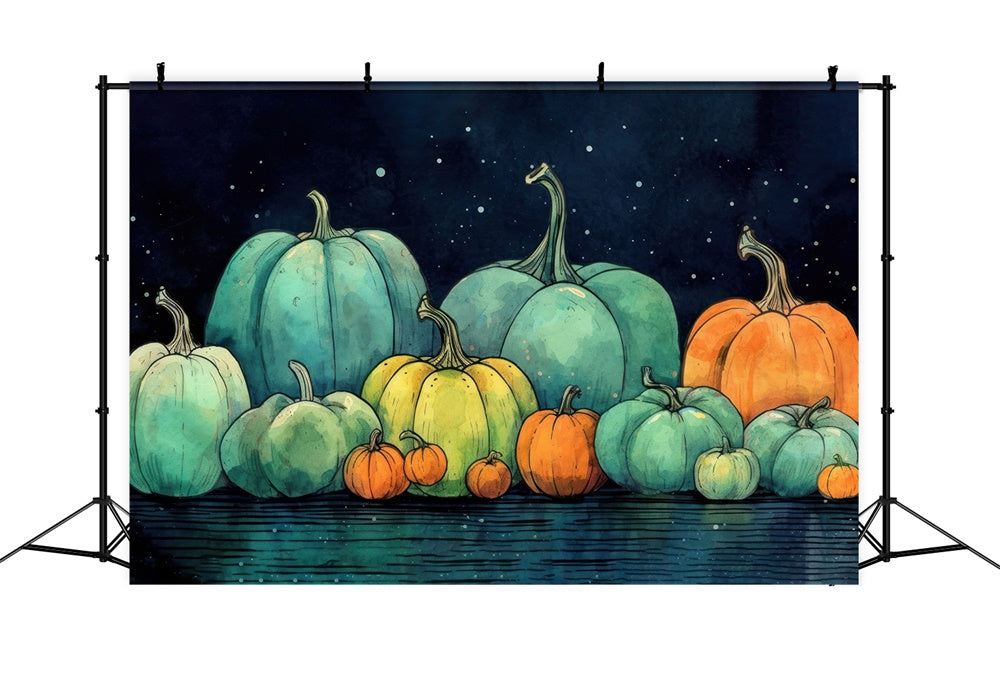 Toile de fond de peinture aquarelle de citrouilles Halloween RR7-509