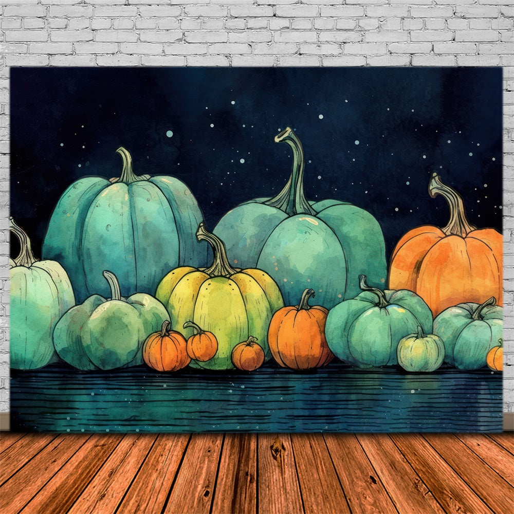 Toile de fond de peinture aquarelle de citrouilles Halloween RR7-509