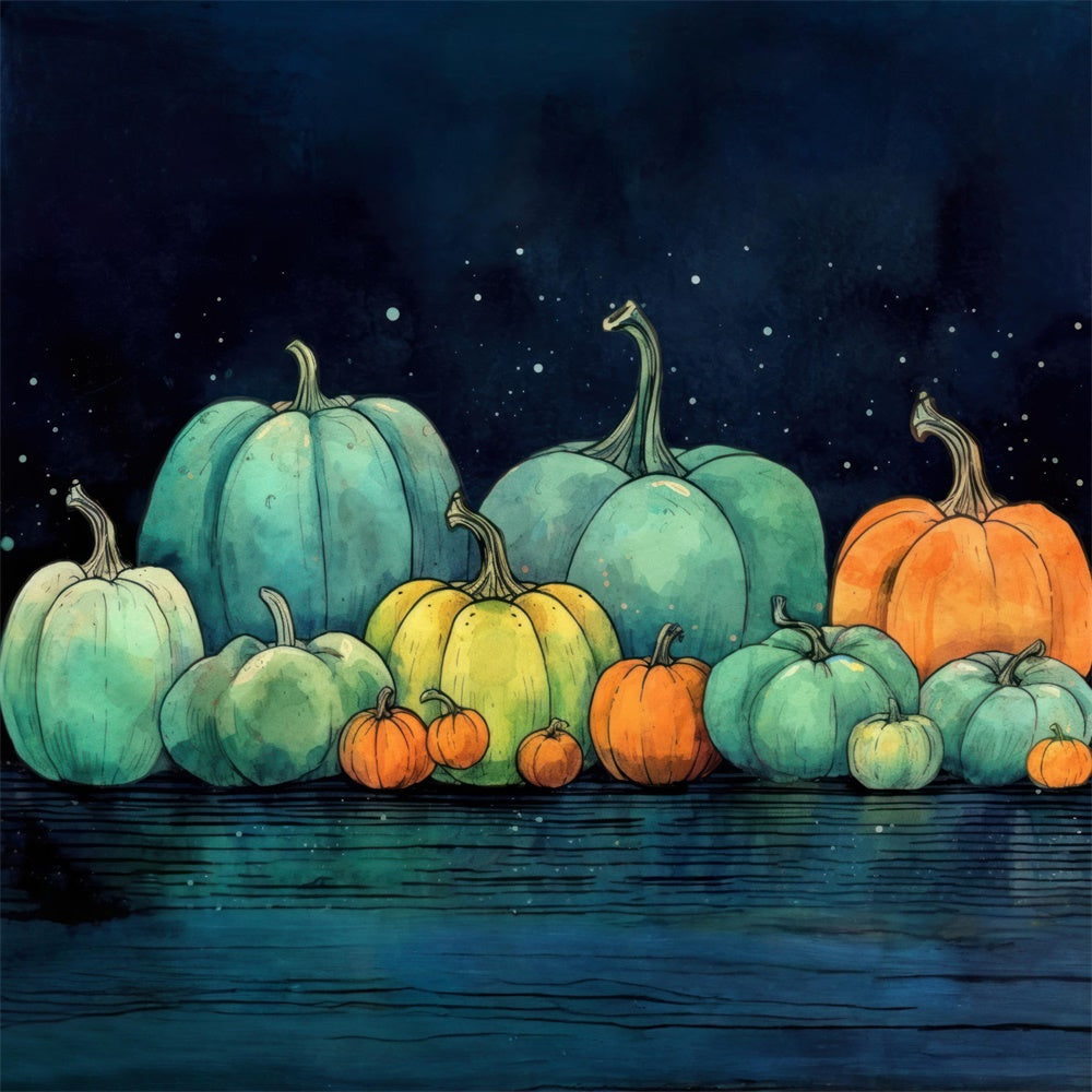 Toile de fond de peinture aquarelle de citrouilles Halloween RR7-509