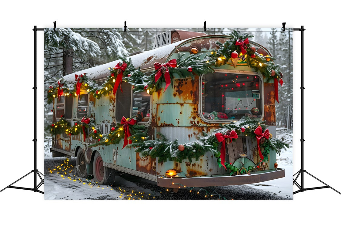 Toile de fond de Noël Remorque Rustique Merveilleuse RR7-582