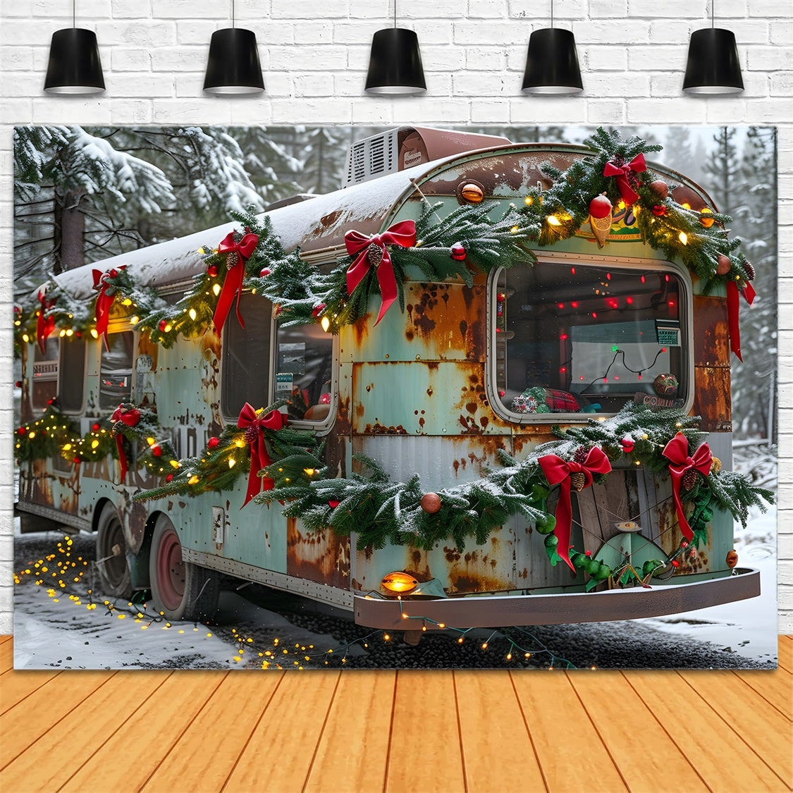 Toile de fond de Noël Remorque Rustique Merveilleuse RR7-582
