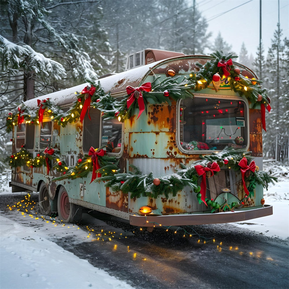 Toile de fond de Noël Remorque Rustique Merveilleuse RR7-582