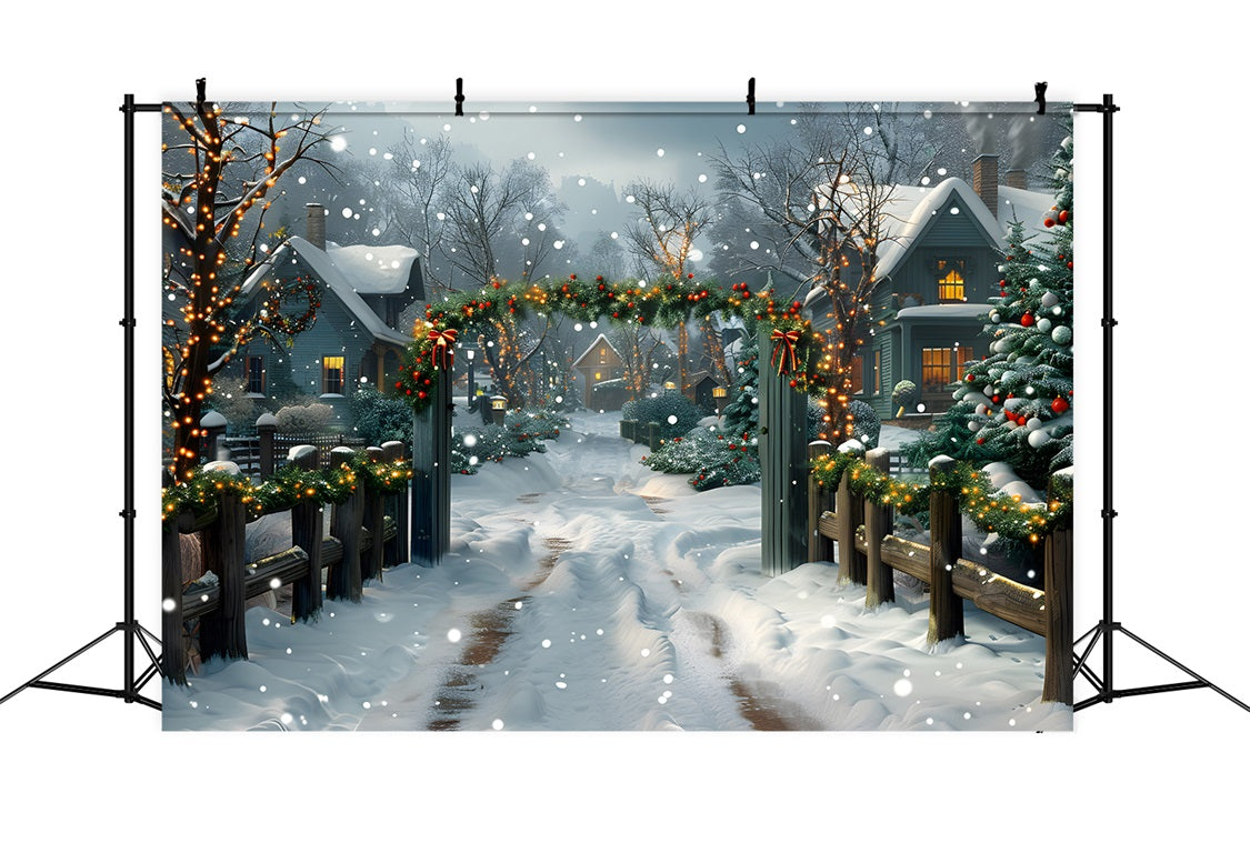 Toile de fond de Noël Entrée Festive du Village RR7-620