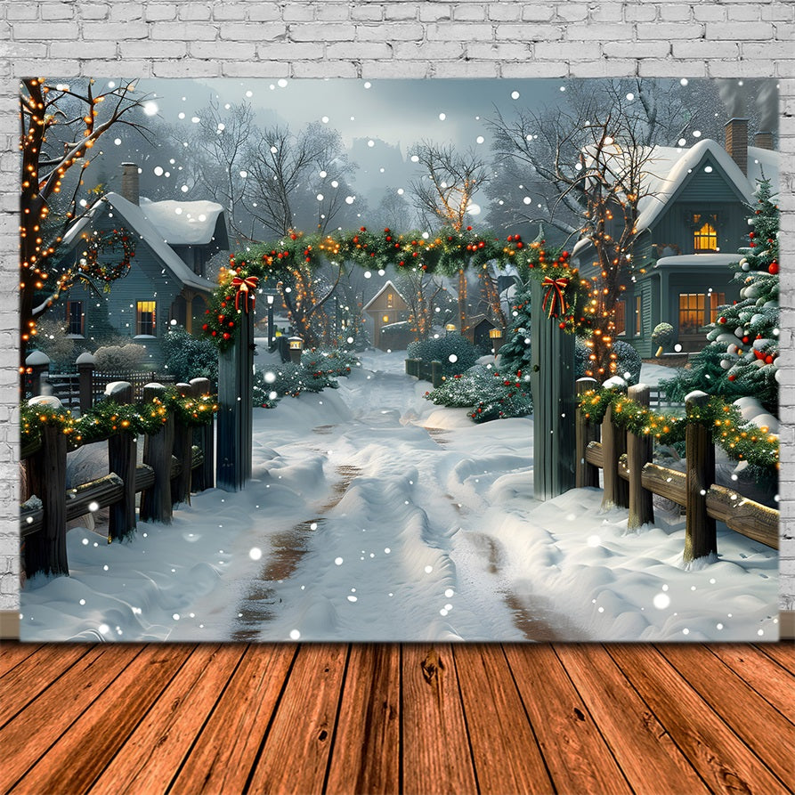 Toile de fond de Noël Entrée Festive du Village RR7-620