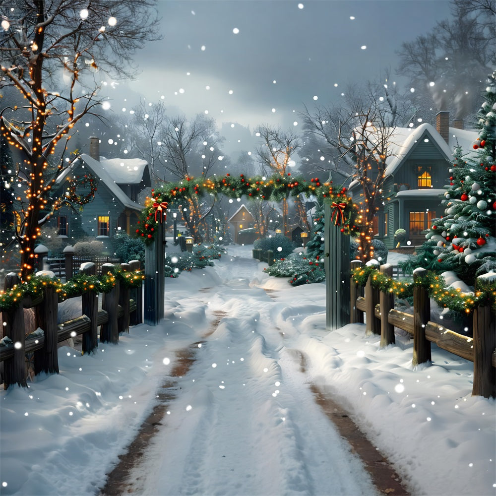Toile de fond de Noël Entrée Festive du Village RR7-620