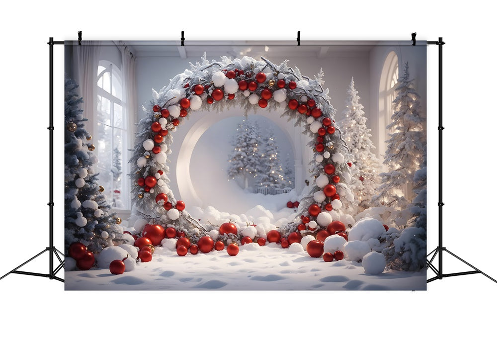 Toile de fond de Photographie avec Boules de Noël et Couronne RR7-742