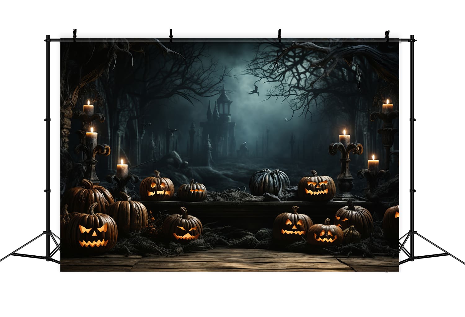 Toile de Fond de Photographie de Citrouilles Lumineuses d'Halloween RR7-77