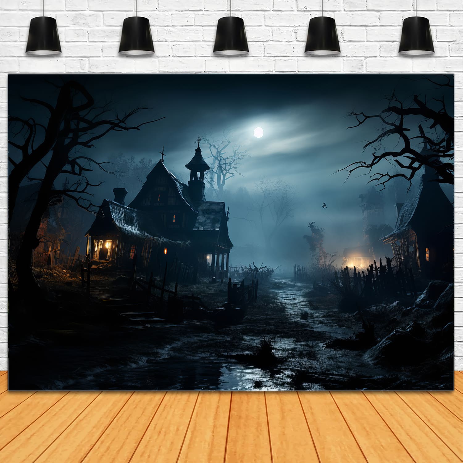 Toile de Fond de Maison Hantée de Nuit Effrayante d'Halloween RR7-85