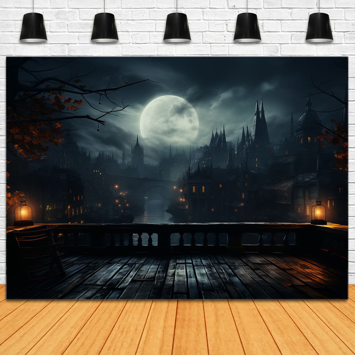 Toile de Fond de Photographie de Nuit de Pleine Lune d'Halloween RR7-88