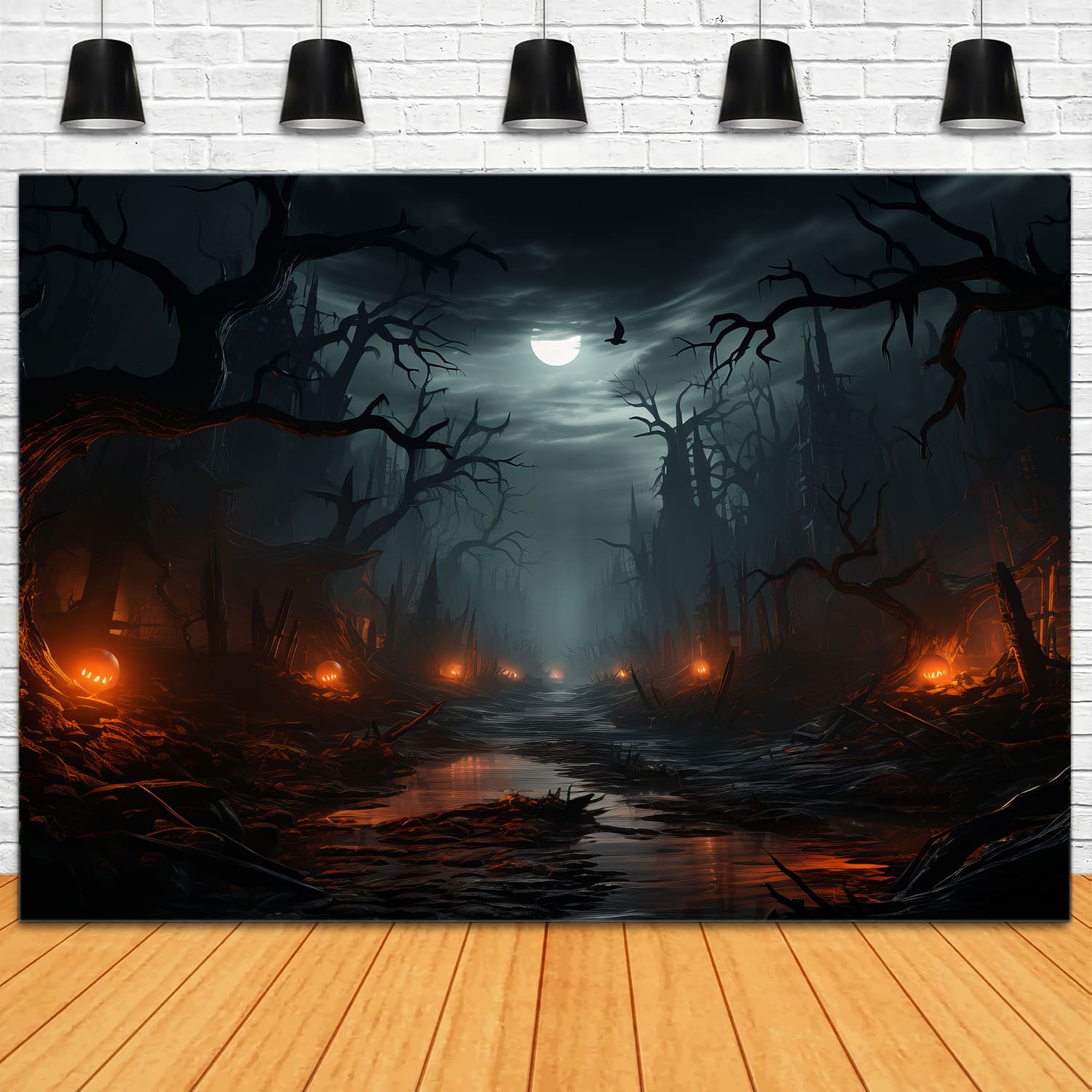 Toile de Fond de Photographie de Forêt Fantomatique de Nuit d'Halloween RR7-90