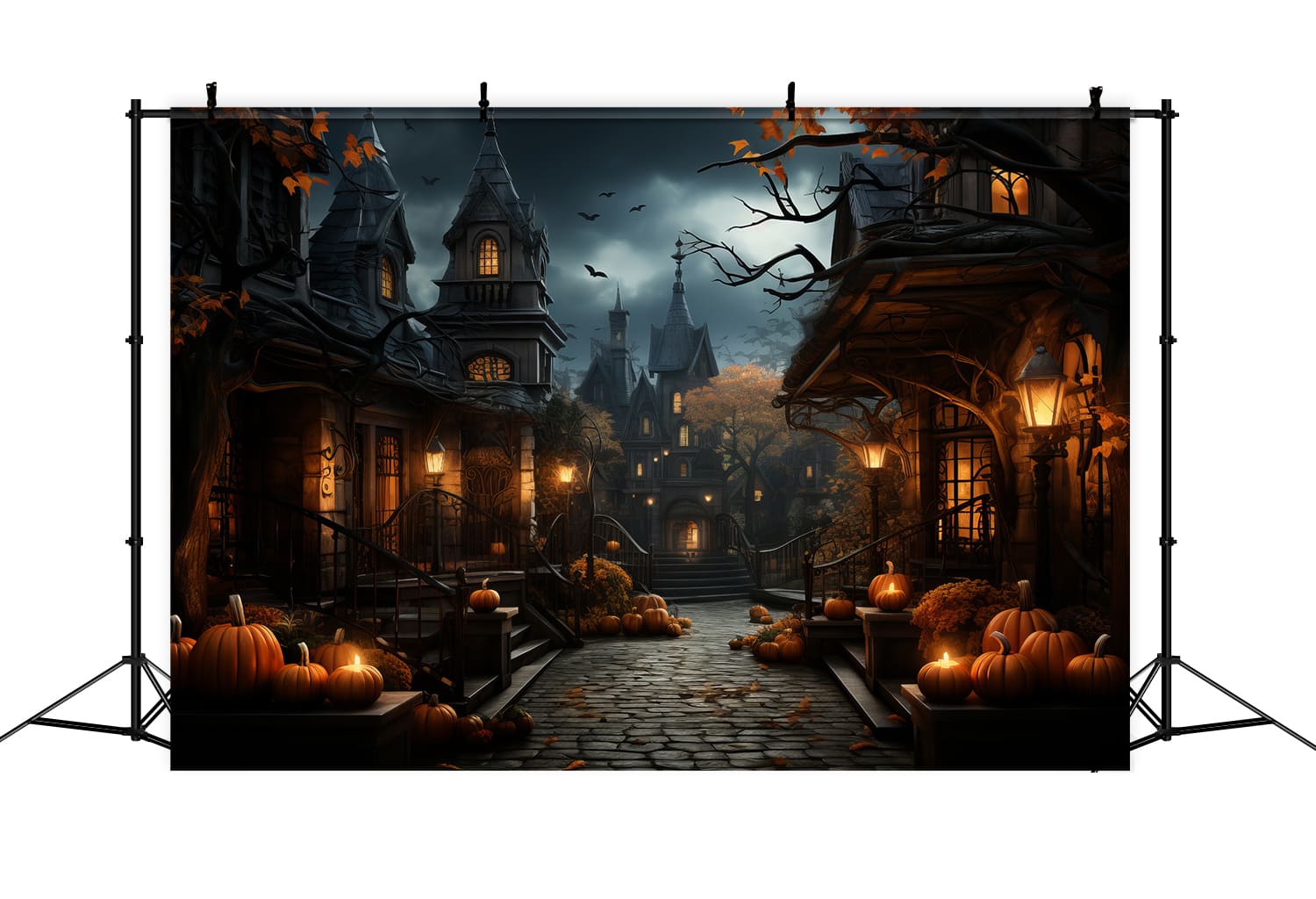 Toile de Fond de Photographie de Lanternes Citrouilles d'Halloween RR7-93