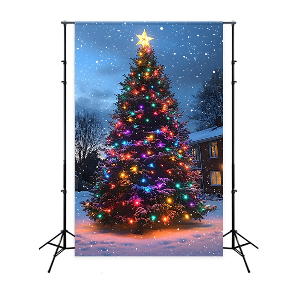 Toile de fond Flocons de Neige Sapin de Noël RR8-127