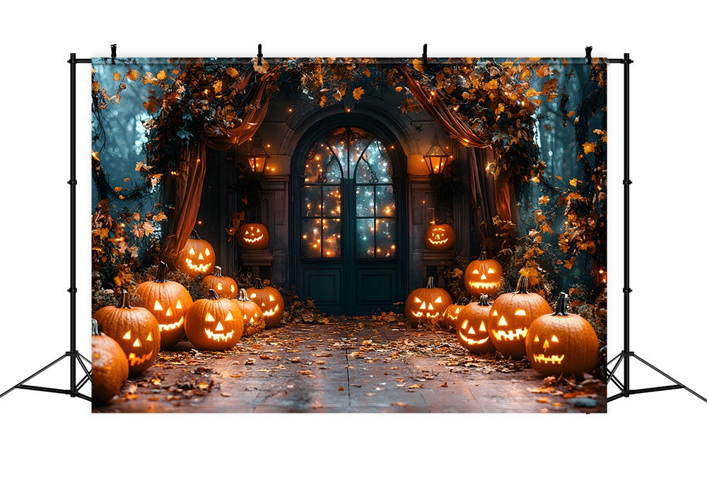 Toile de Fond Lanternes Citrouilles Lumineuses d'Halloween RR8-372