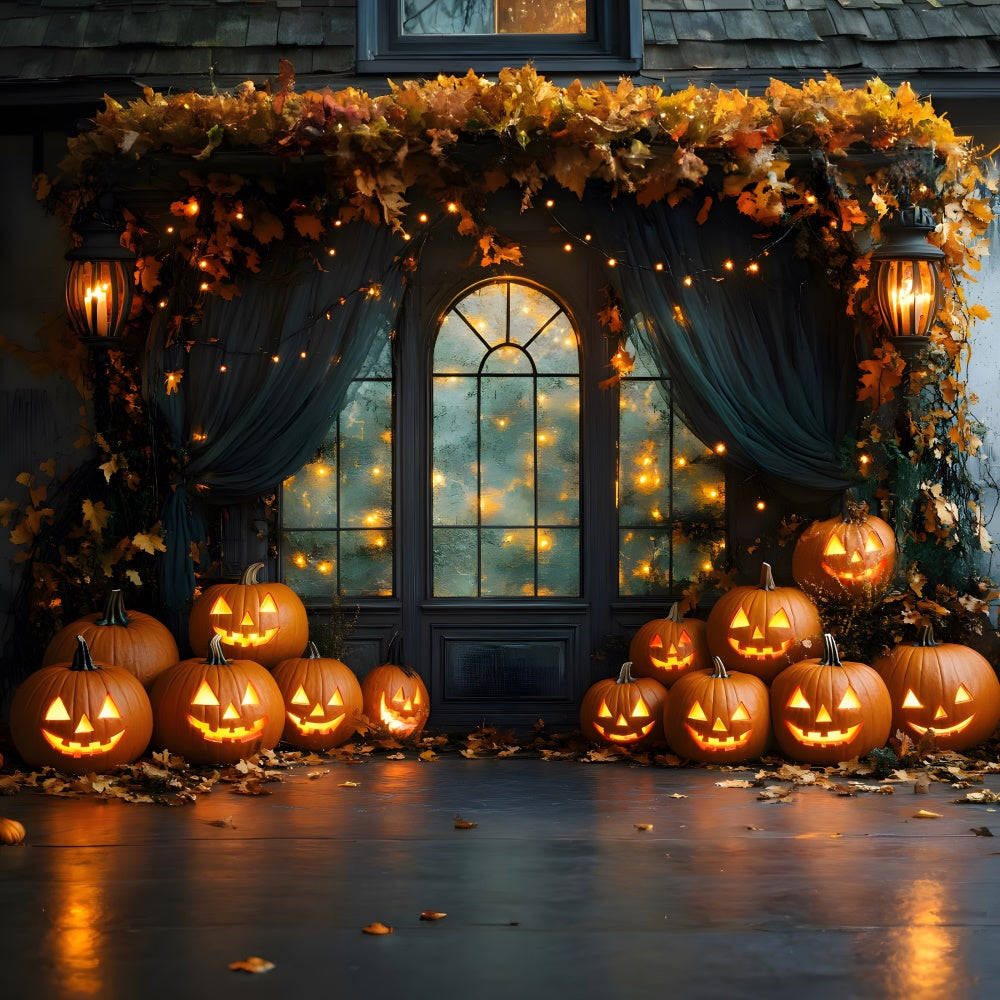 Rideau Frange Décoration Halloween – Motif Citrouille – Couleurs Noir, Orange, Violet – 1x2 M – Adhésif Inclus - 6