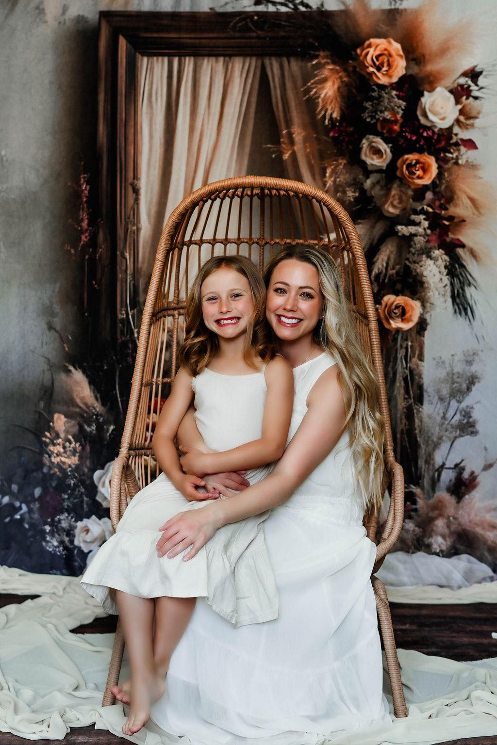 Toile de Fond Cadre en Bois avec Fleurs Bohèmes Luxuriantes RR8-520