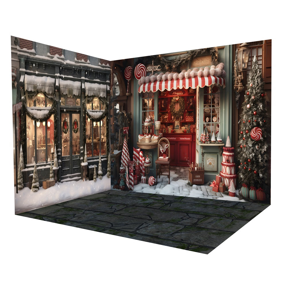 Ensemble de chambre de boutique d'hiver enneigée pour Noël RR8-617