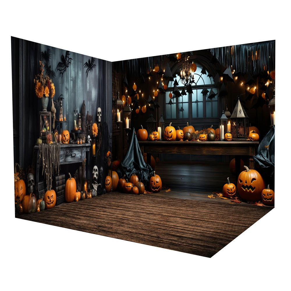 Ensemble de chambre de table avec citrouilles pour Halloween RR8-643