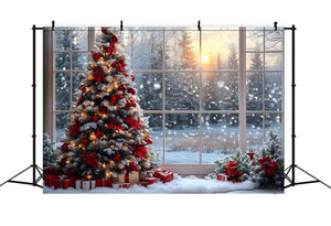 Toile De Fond Noël 3x2 M - Forêt Enneigée Et Sapin Brillant, Vinyle Haute Qualité - Pour Photo, Studio, Décoration Fête, Anniversaire