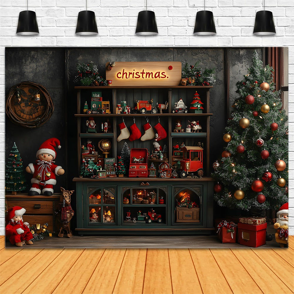 Toile de fond Salle de jouets avec sapin de Noël pour photographie RR9-72