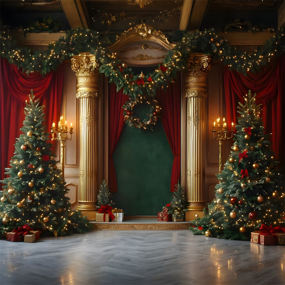 Toile de fond Salon magnifique avec couronne de Noël RR9-75
