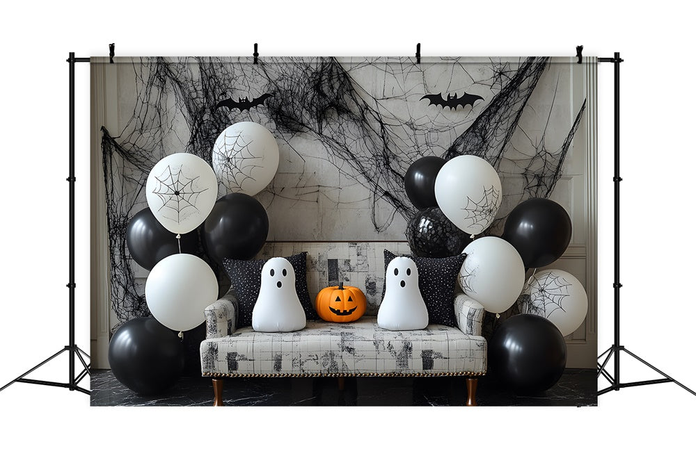 Toile de fond Ballons fantômes et citrouilles décor d'Halloween RR9-86