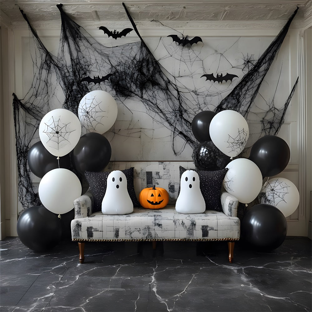 Toile de fond Ballons fantômes et citrouilles décor d'Halloween RR9-86