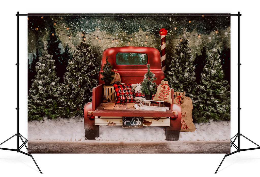 Toile de Fond de Photographie d'arbre de Noël de Voiture Rouge SH-960