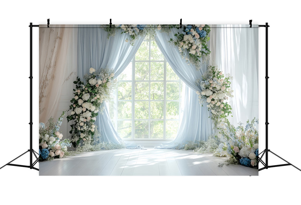 Fond Photo Printemps Rideau Florale Arche Mariage TWW2-19