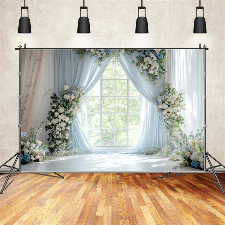 Fond Photo Printemps Rideau Florale Arche Mariage TWW2-19