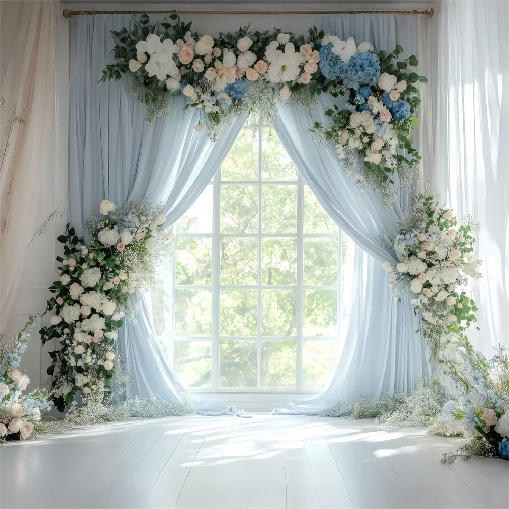 Fond Photo Printemps Rideau Florale Arche Mariage TWW2-19