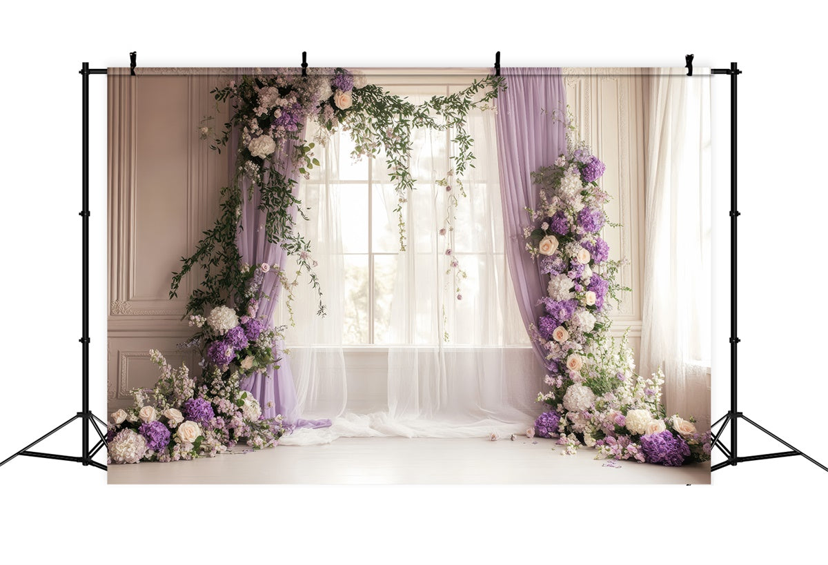 Toile de fond Printemps Arche Florale Violet Mariage TWW2-20