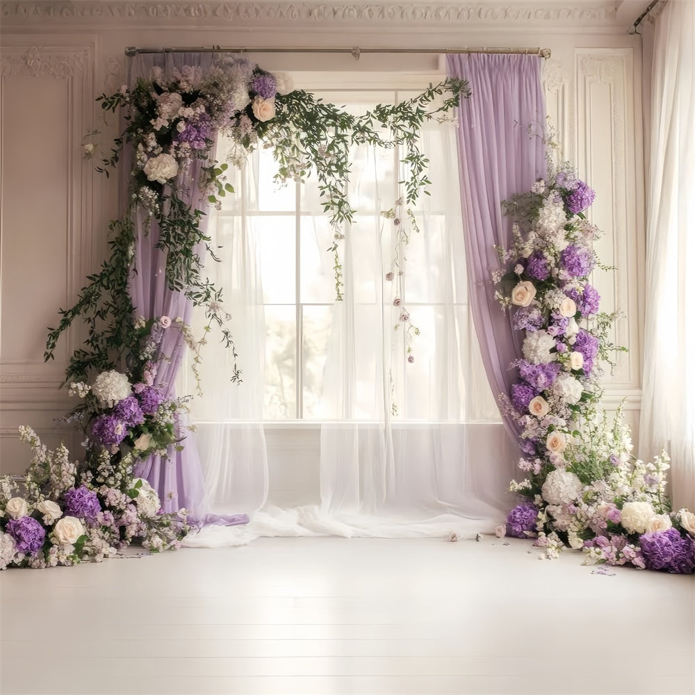 Toile de fond Printemps Arche Florale Violet Mariage TWW2-20