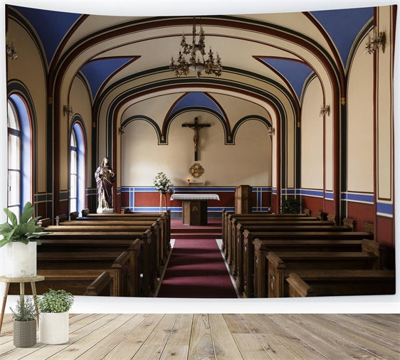 Fond studio paques Intérieur Église Gothique Arche Sacrée TWW3-10