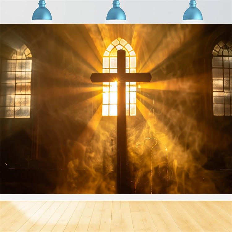 Toile de fond pâques Croix Sainte Lumière Céleste TWW3-12