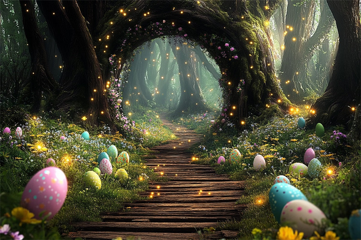 Toile de fond paques Forêt Magique Merveille des Œufs TWW3-13