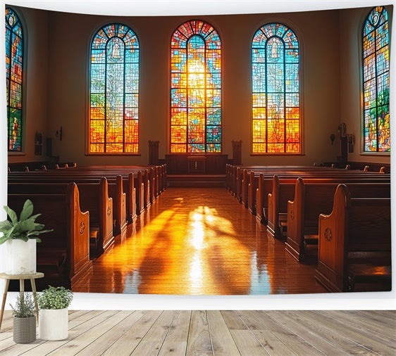 Toile de fond pâques Vitrail Église Matinale TWW3-2