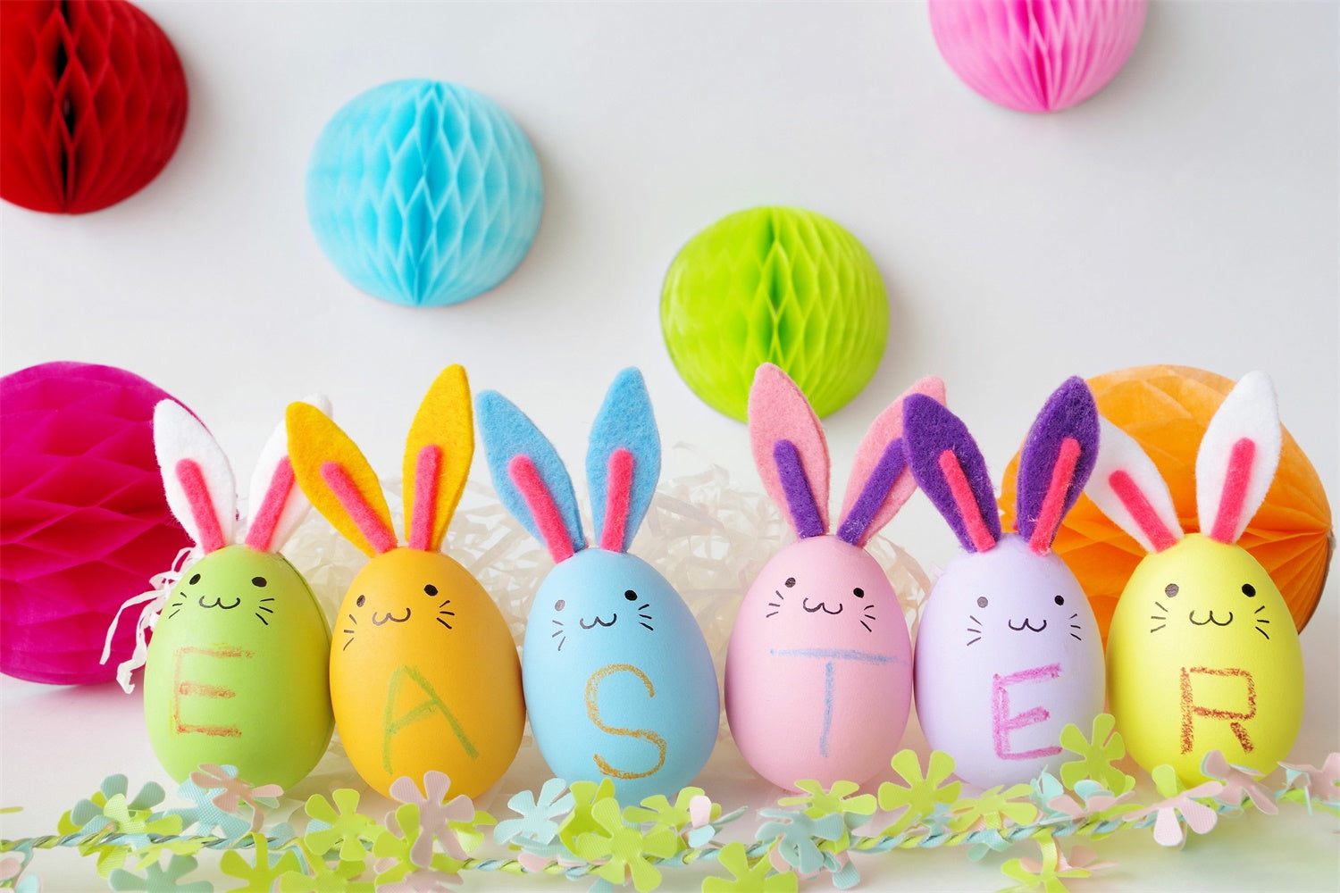 Fond studio photo paques Fête du Lapin Pastel et Œufs TWW3-25