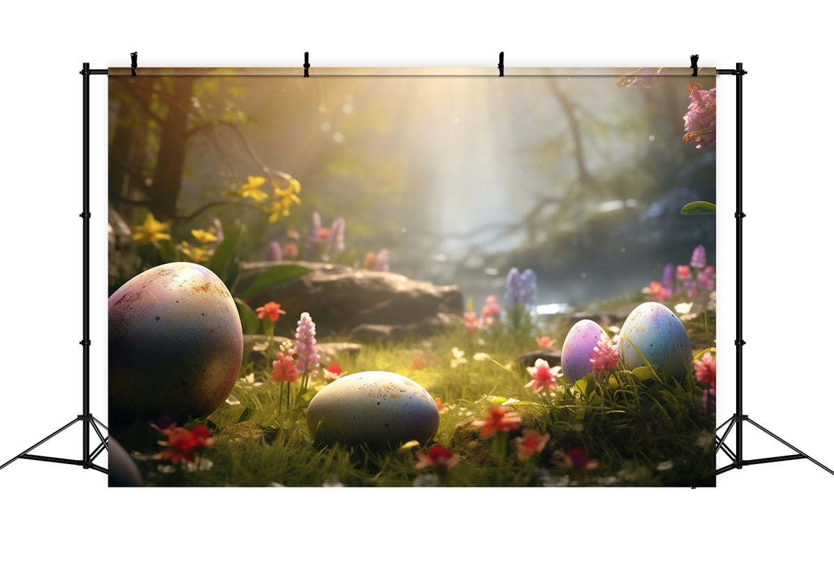Fond studio paques Forêt Enchantée et Œufs de Pâques TWW3-35