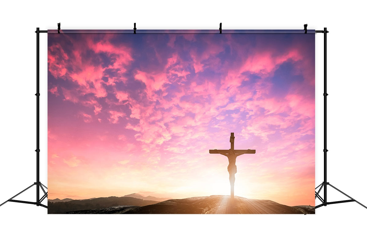 Fond studio paques Lever du Soleil Croix de la Résurrection TWW3-4